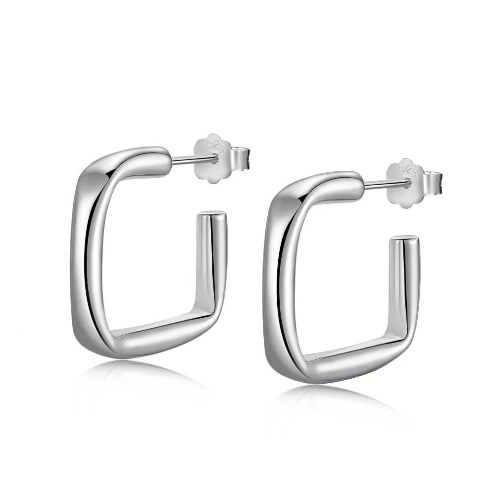 Boucles d'Oreilles Créoles Clip Zircon Argent Massif