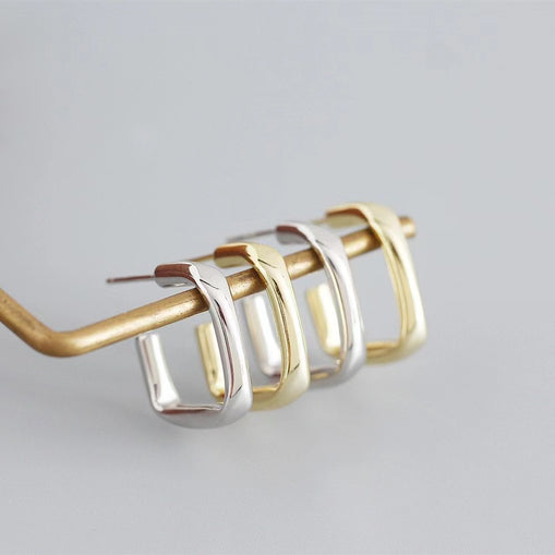 Boucles d'Oreilles Créoles Clip Zircon Argent Massif