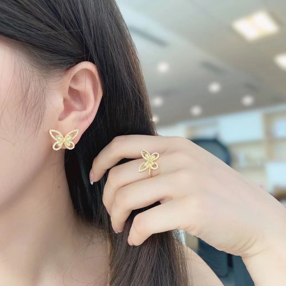 Boucles d'Oreilles Ailes Zircon Argent Massif