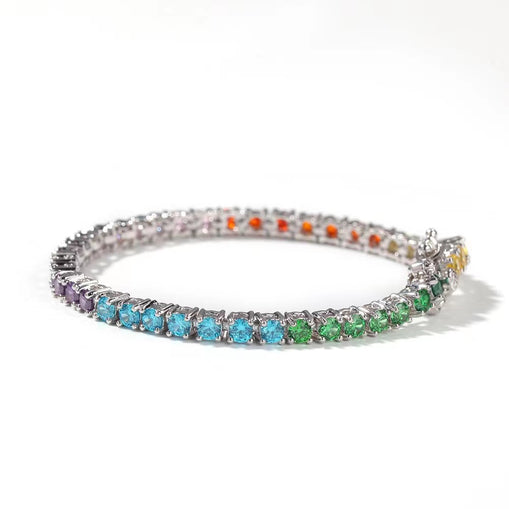 Bracelet Argent Sterling Zircon Coloré 5mm