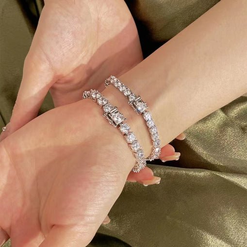 Bracelet de tennis en argent sterling véritable 