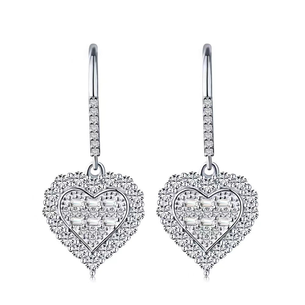 Luxury Heart Sterling Silver Earrings