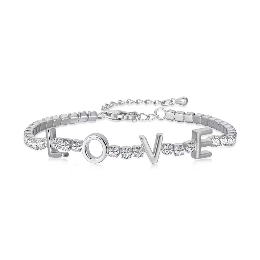 Pulsera de plata esterlina con circón radiante de corazón