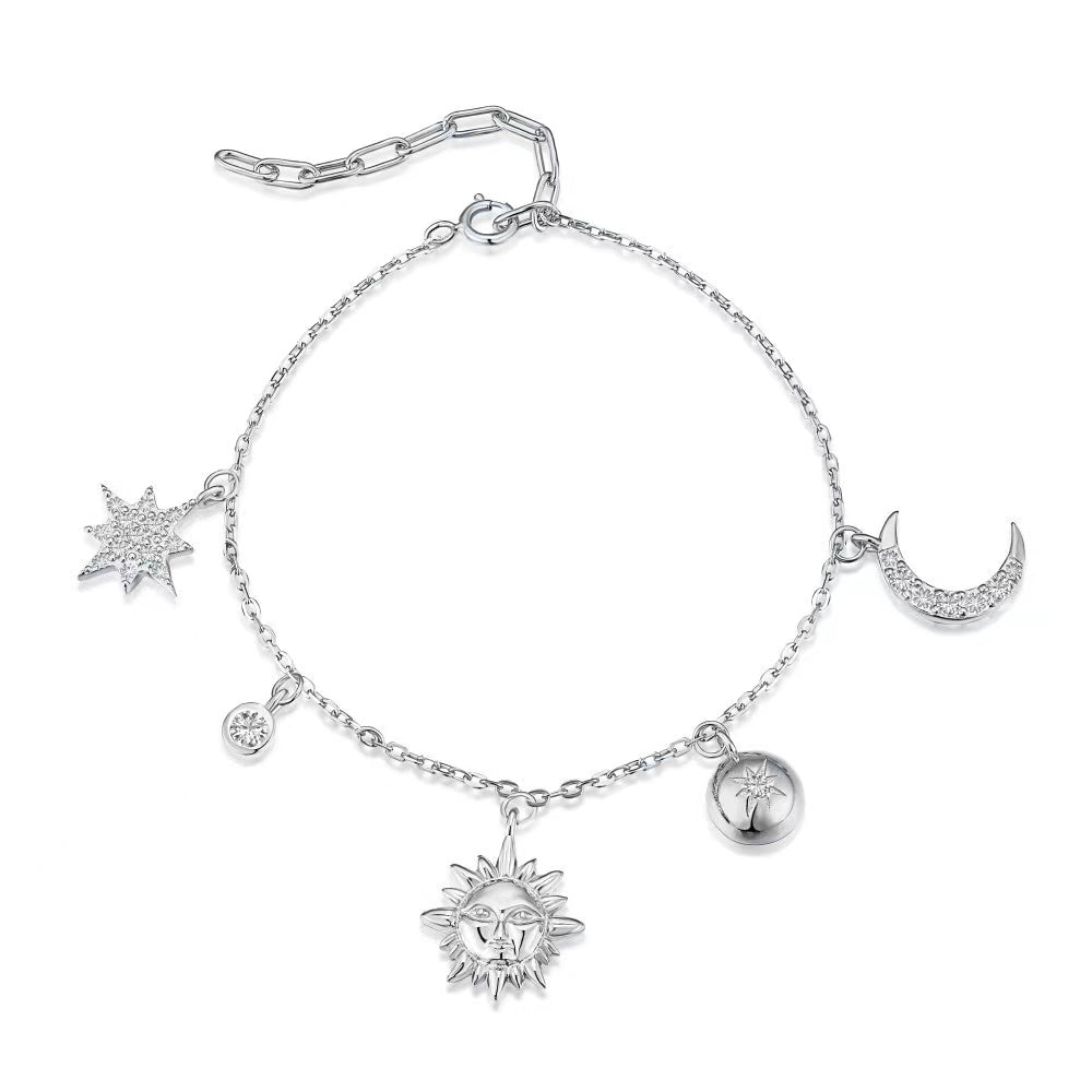 Pulsera de plata esterlina con circón radiante de corazón