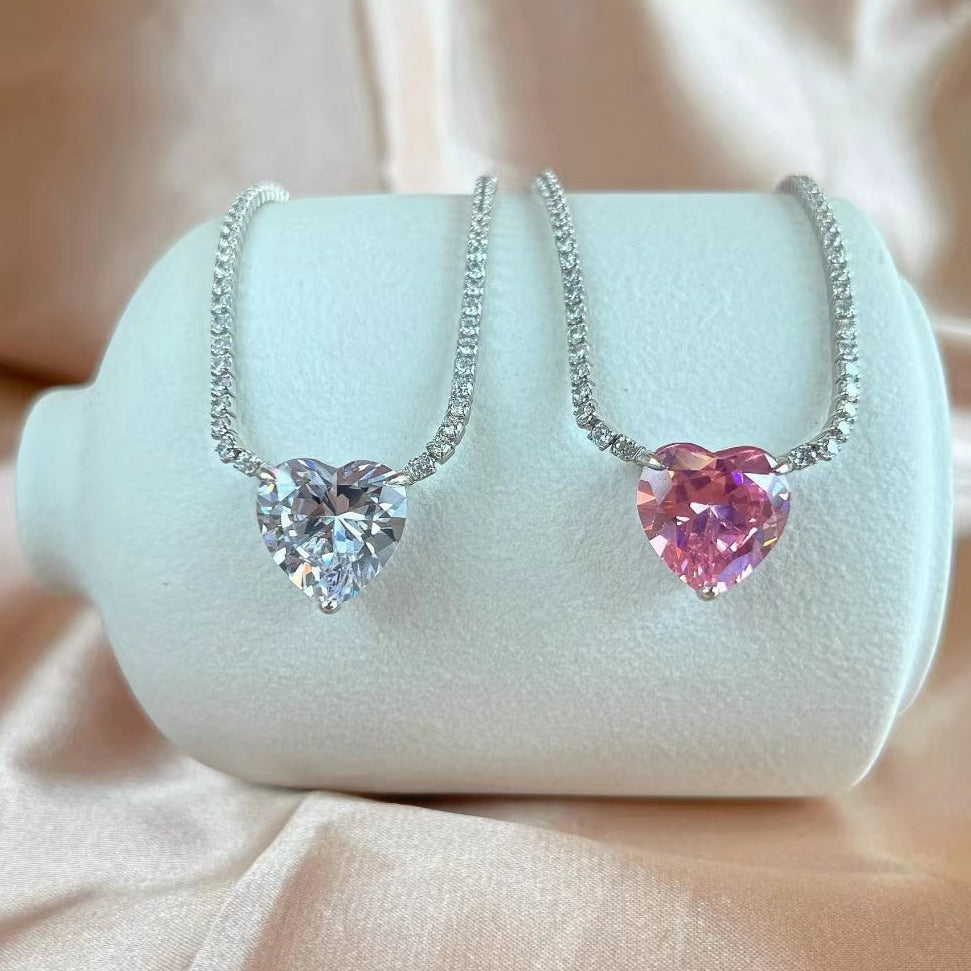 Collier Coeur Zircon Argent Sterling