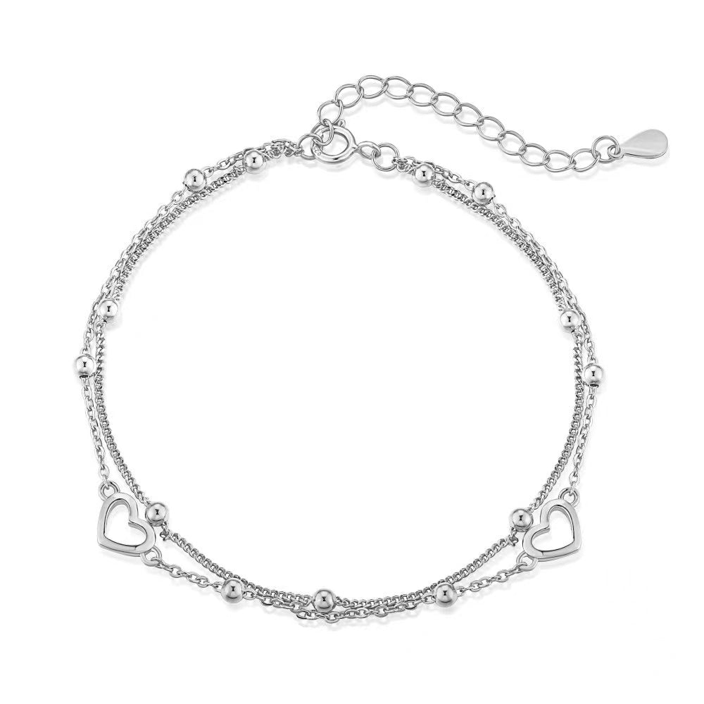 Pulsera de plata esterlina con circón radiante de corazón