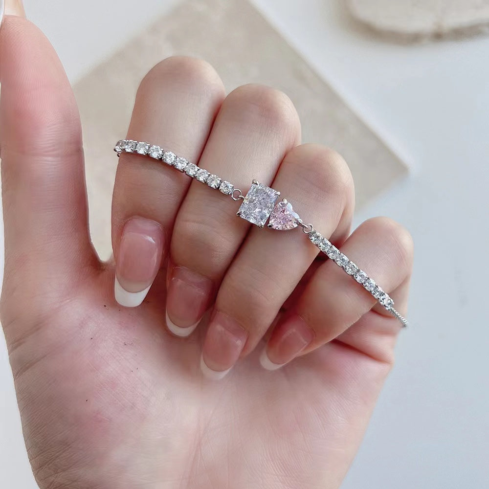 Bracelet Coeur Radiant Zircon Argent Sterling