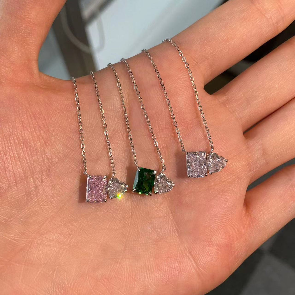 Collier Zircon Coeur Radiant Argent Sterling