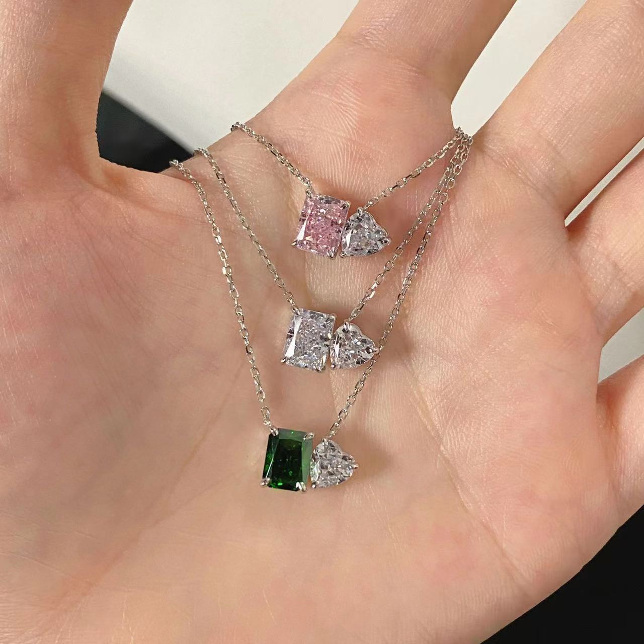 Collier Zircon Coeur Radiant Argent Sterling