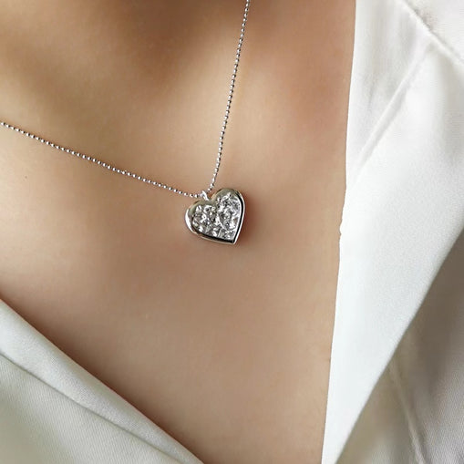 Collier en argent sterling avec pendentif en forme de cœur et zircon