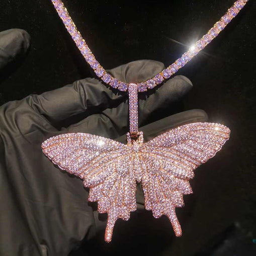 Butterfly Tennis Cuban Necklace