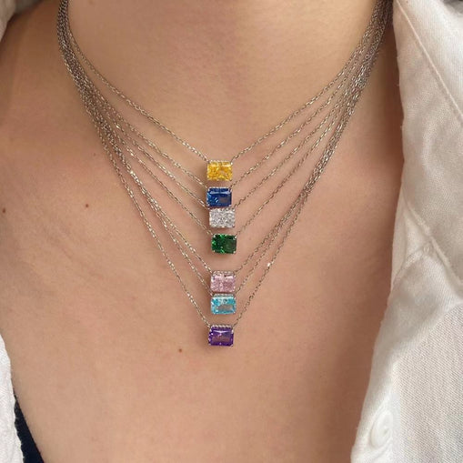 Collier en argent sterling avec zircon de sucre radieux