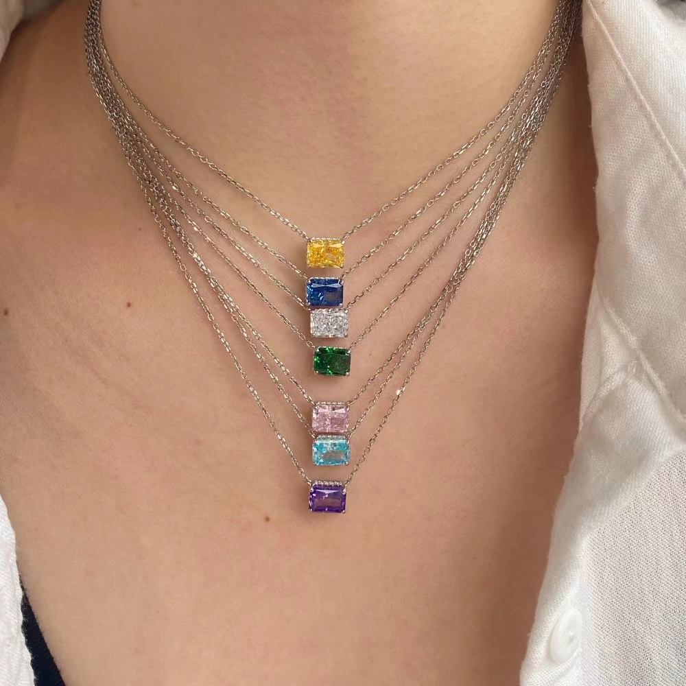 Collier en argent sterling avec zircon de sucre radieux