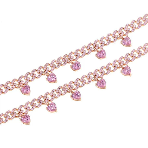 Collier Chaîne Cubaine Coeurs