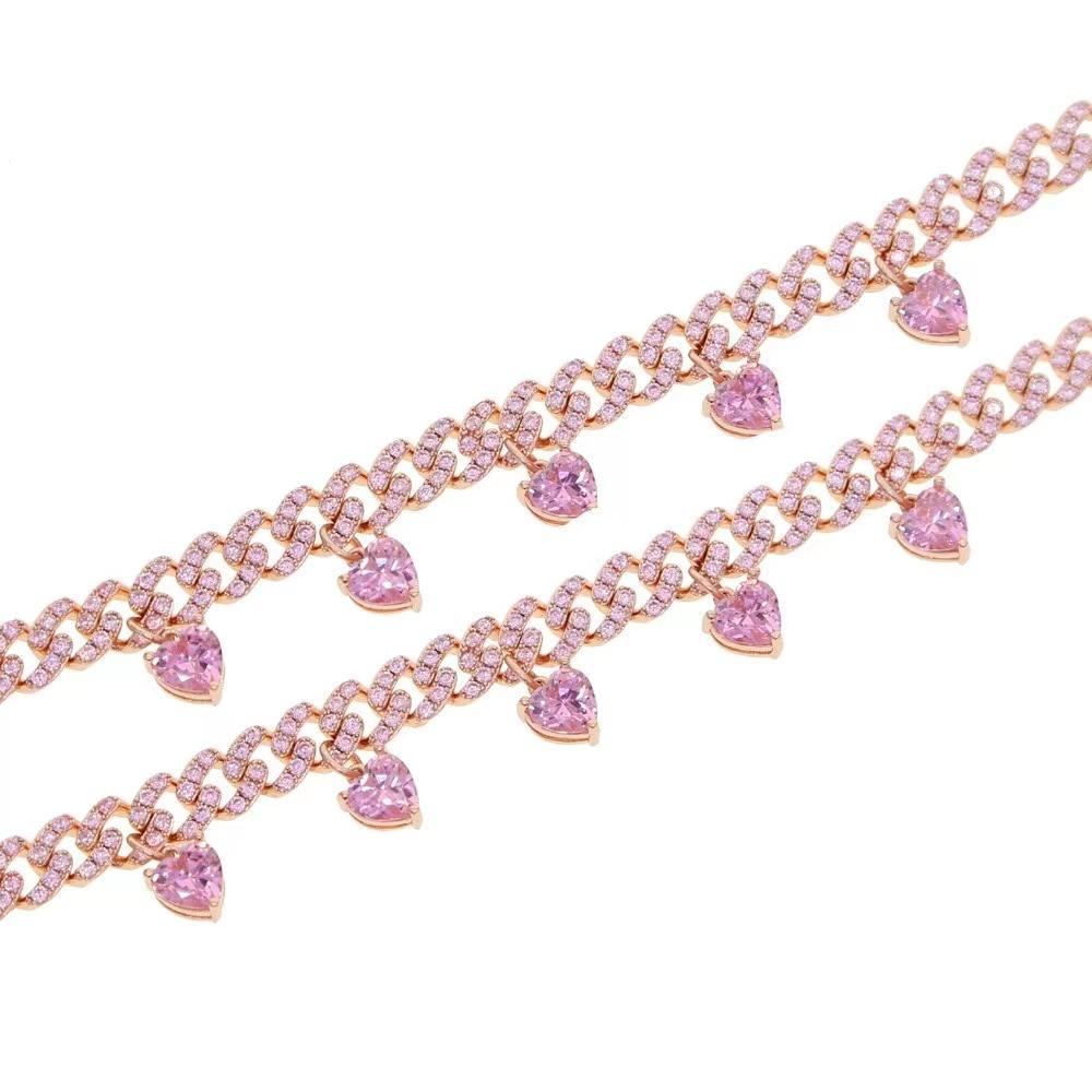 Collier Chaîne Cubaine Coeurs