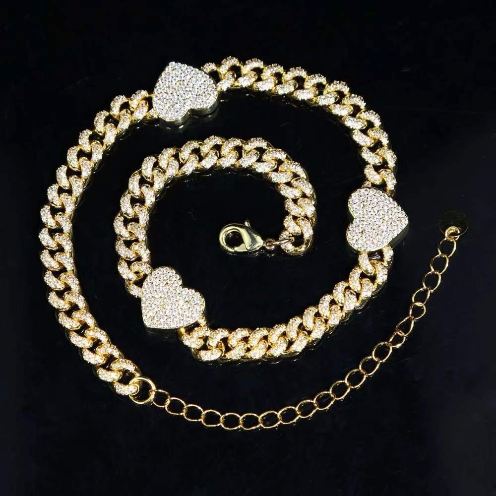 Collier Chaîne Cubaine Coeurs