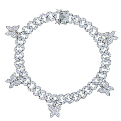 Papillon Chaîne Cubaine Zircon Bracelet Cheville