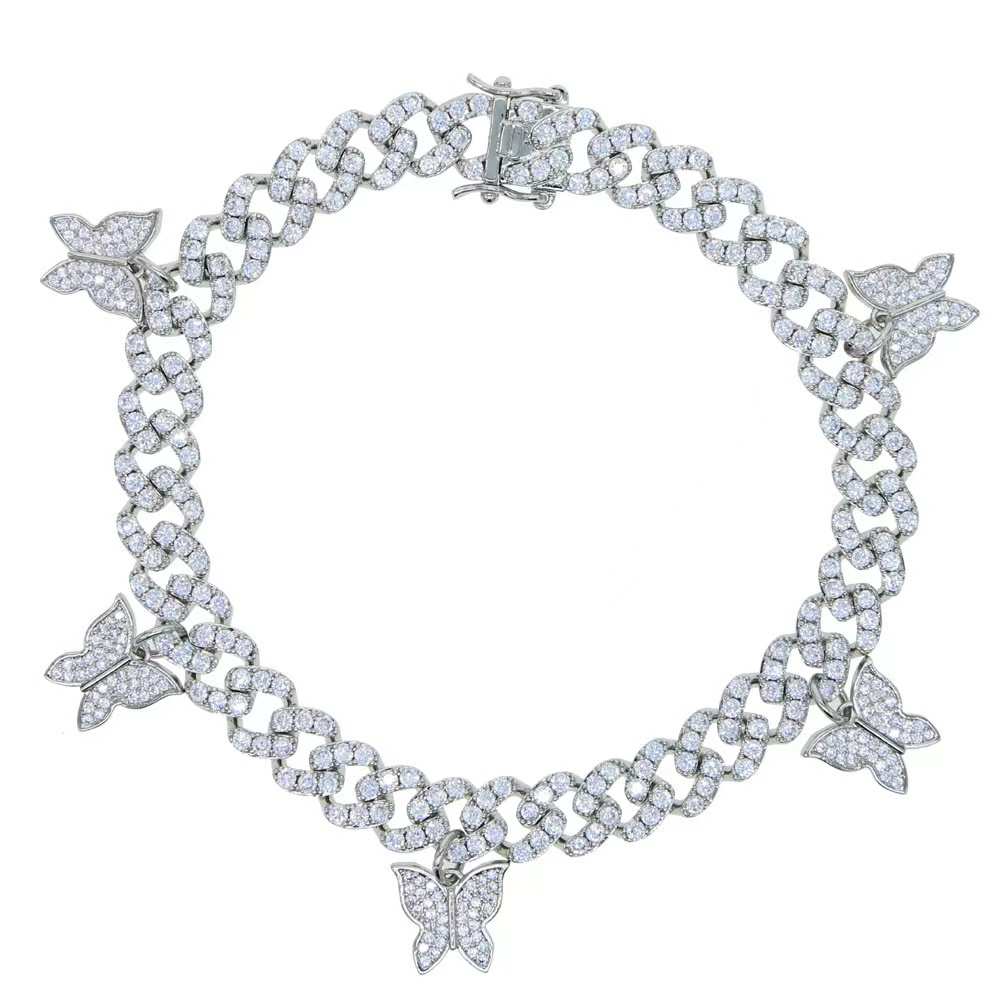 Papillon Chaîne Cubaine Zircon Bracelet Cheville