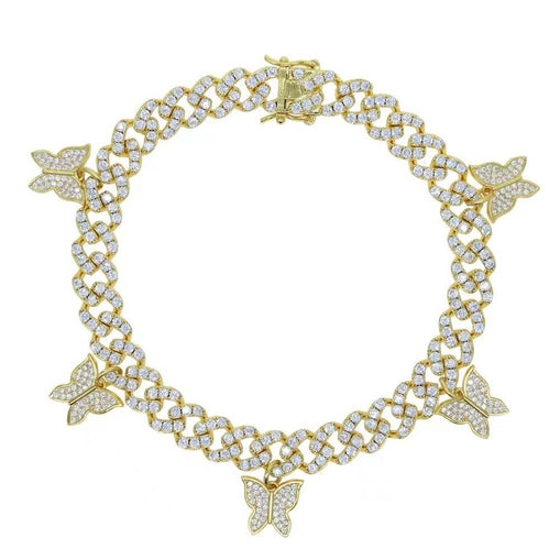 Papillon Chaîne Cubaine Zircon Bracelet Cheville