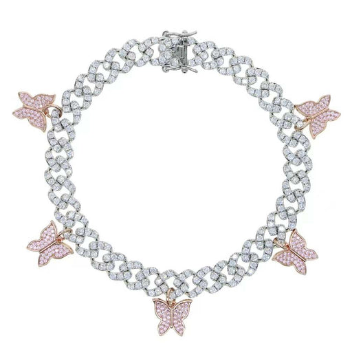 Papillon Chaîne Cubaine Zircon Bracelet Cheville