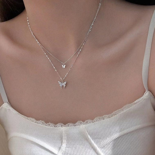 Collier en argent sterling à double chaîne Evil Eye Zircon