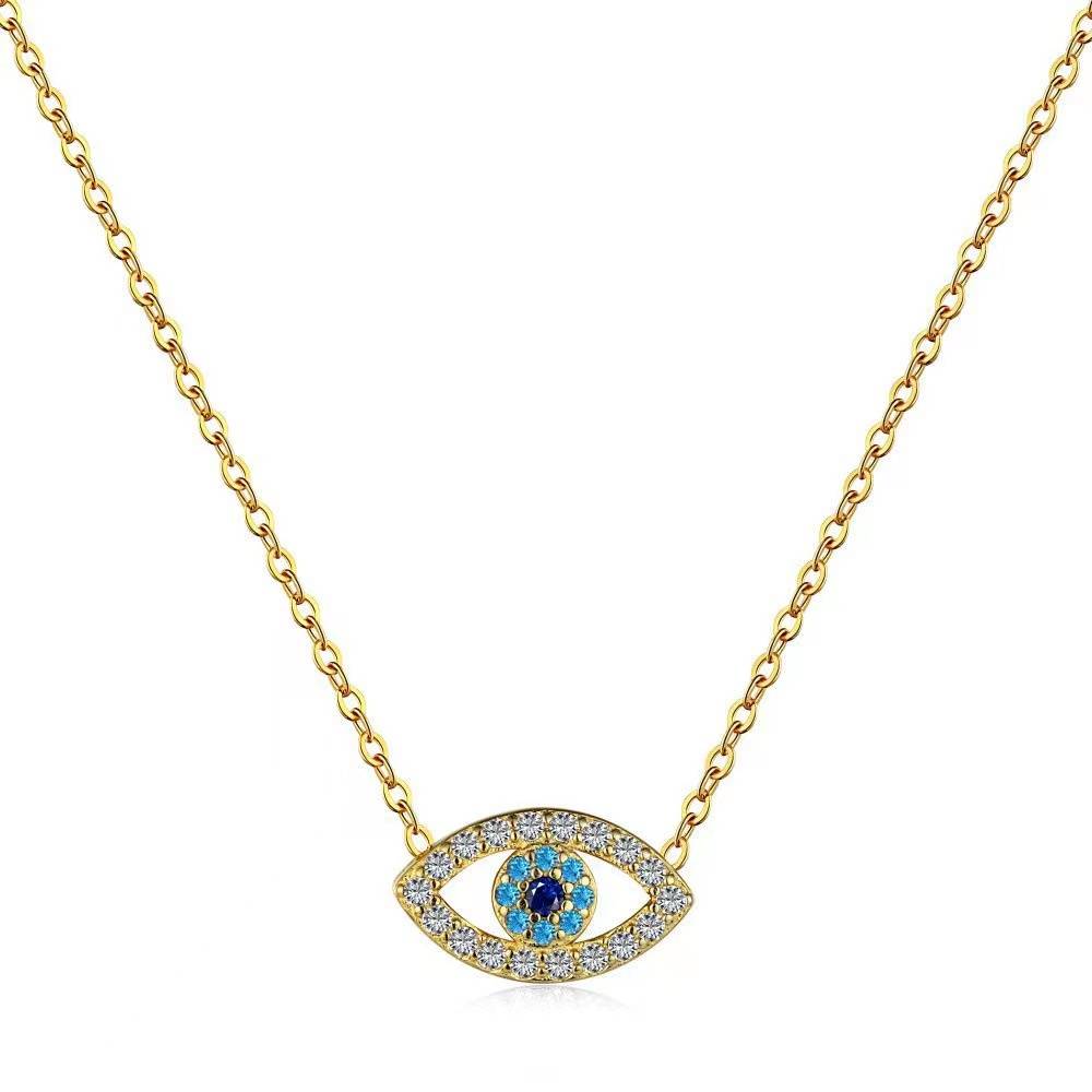 Collier en argent sterling à double chaîne Evil Eye Zircon