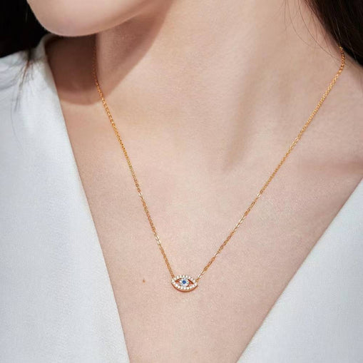 Collier en argent sterling à double chaîne Evil Eye Zircon