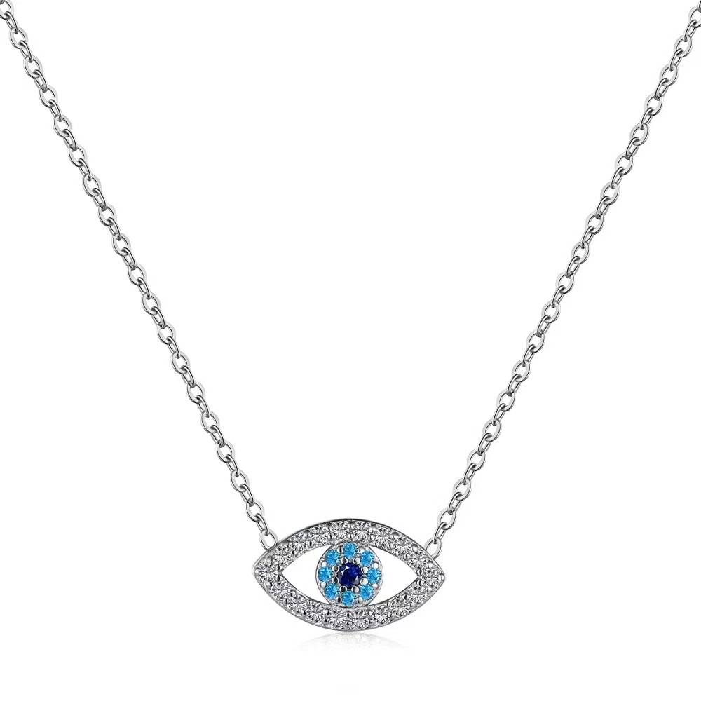 Collier en argent sterling à double chaîne Evil Eye Zircon