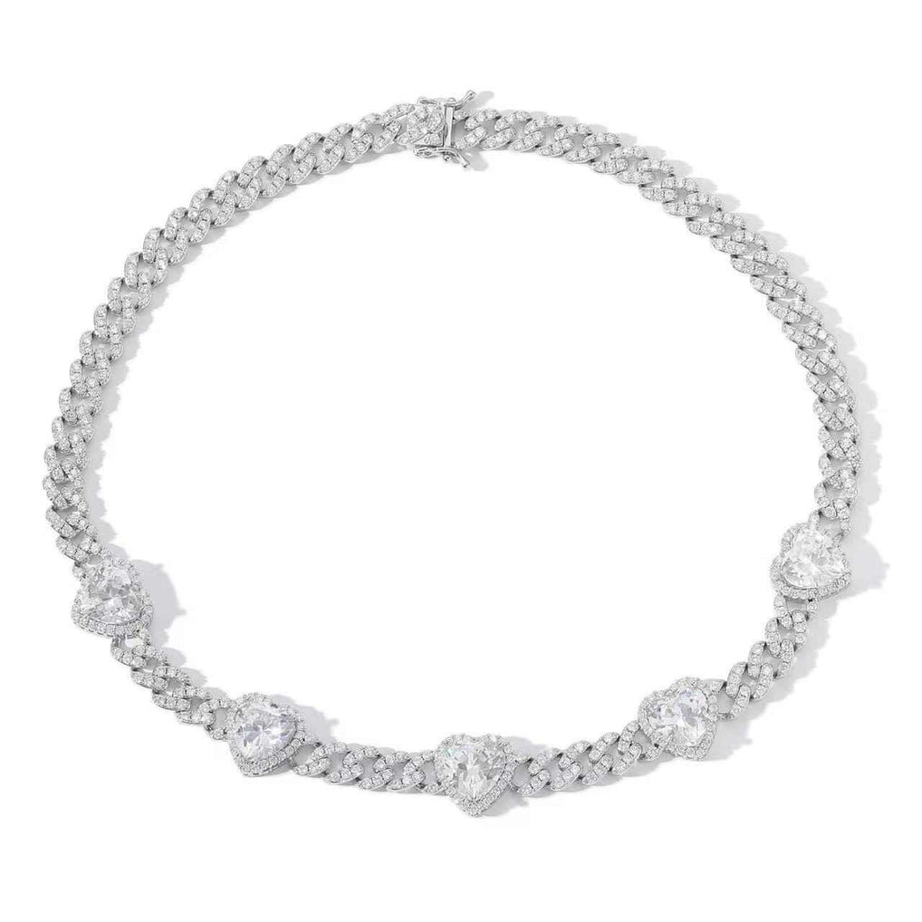 Collier Chaîne Cubaine Coeurs