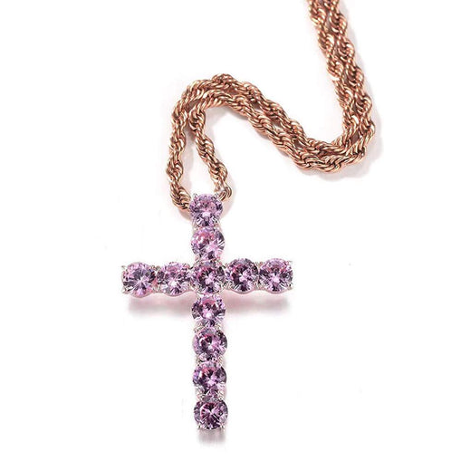 Large Cross Zircon Tennis Necklace