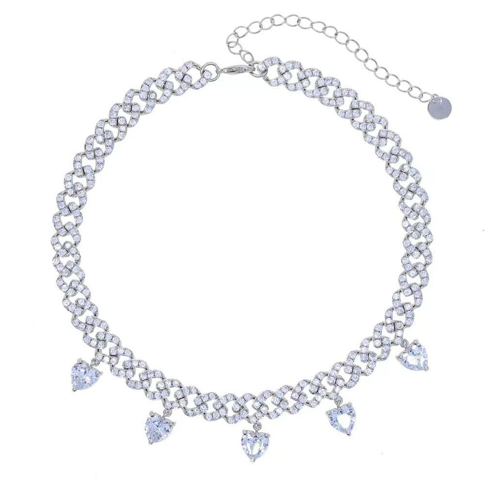 Collier Chaîne Cubaine Coeurs