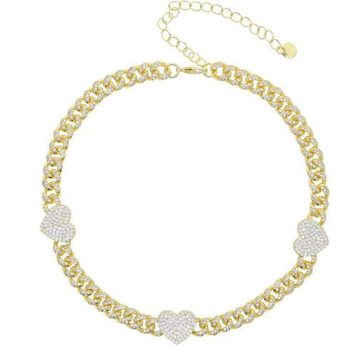 Collier Chaîne Cubaine Coeurs