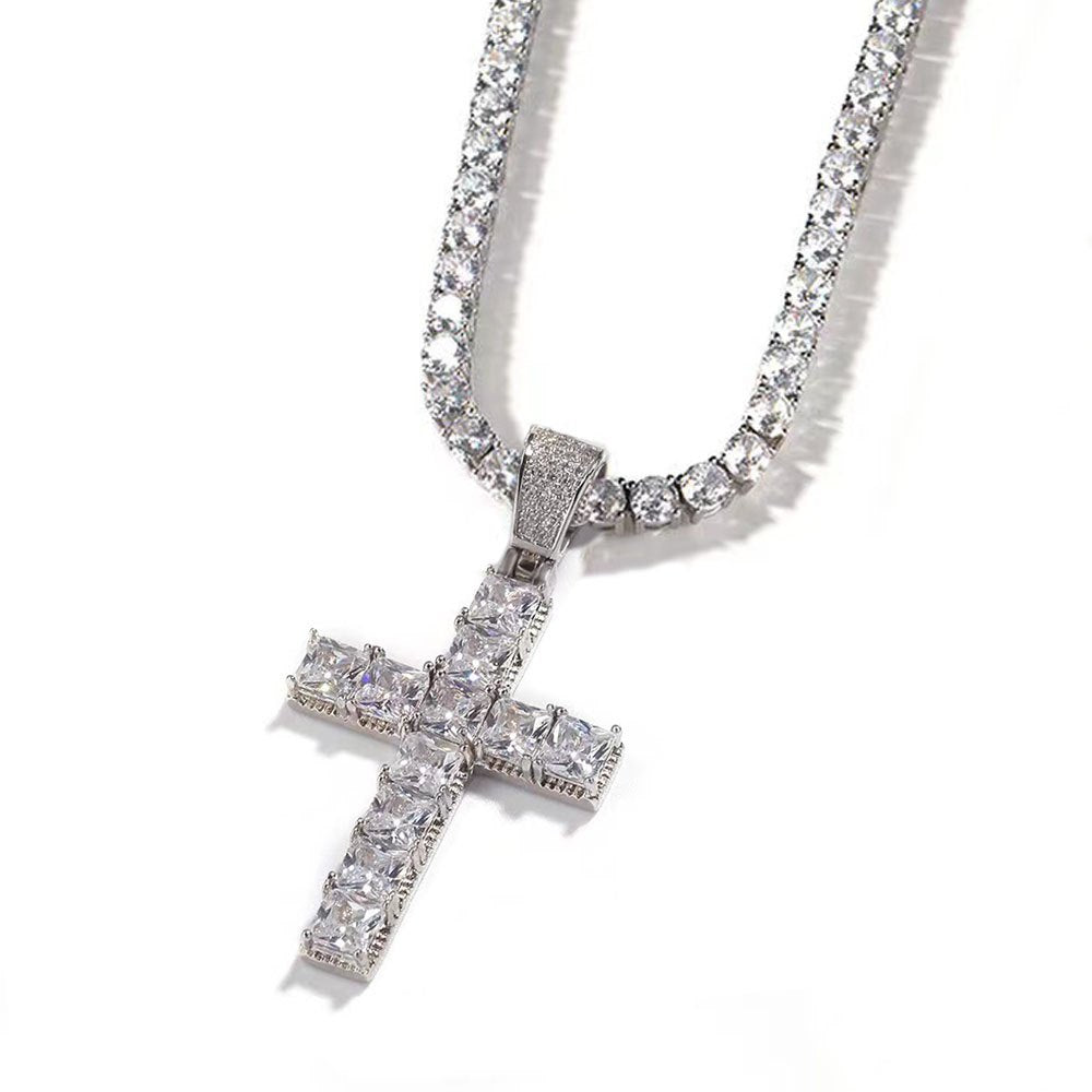 Cross Square Zircon Tennis Necklace