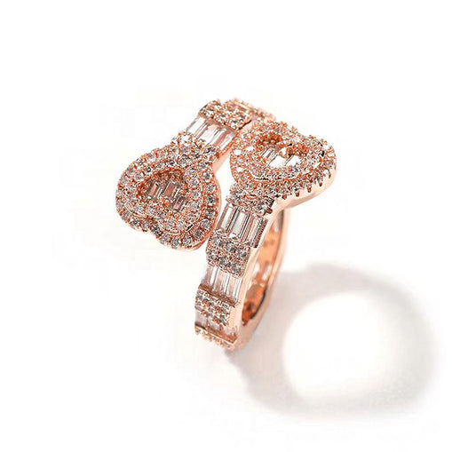 Baguette Cuff Heart Ring