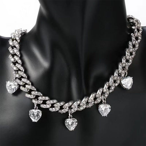 Collier Chaîne Cubaine Coeurs