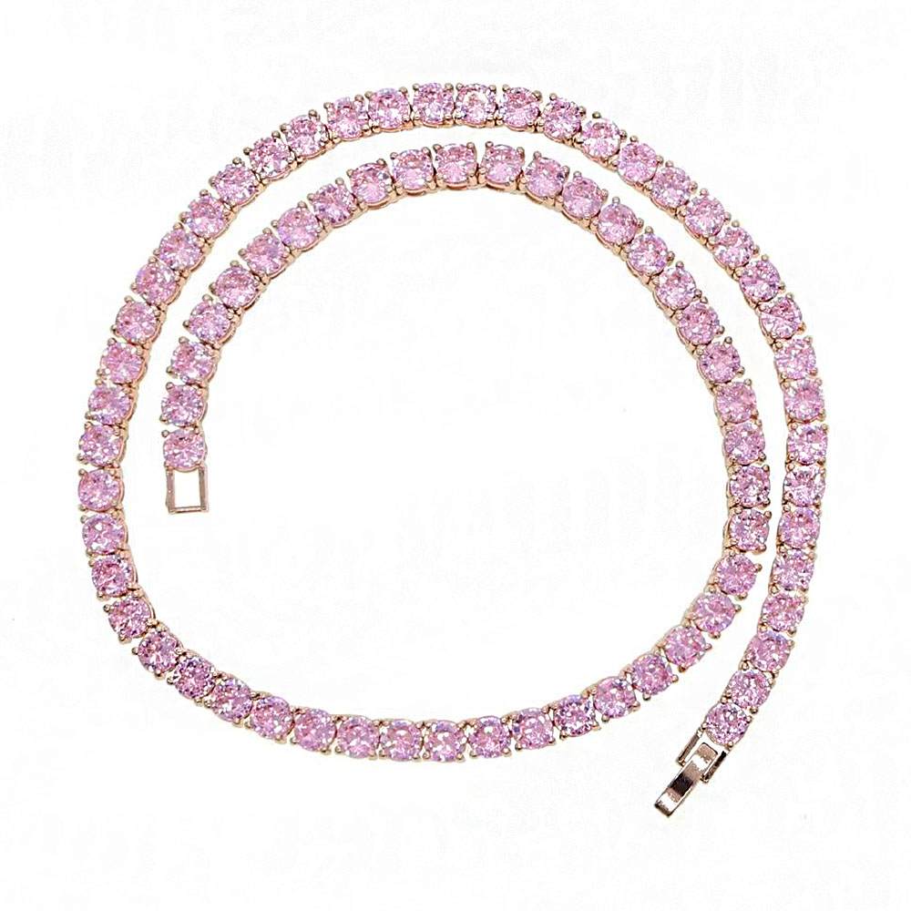 Collar Tenis Circón Rosa 4MM