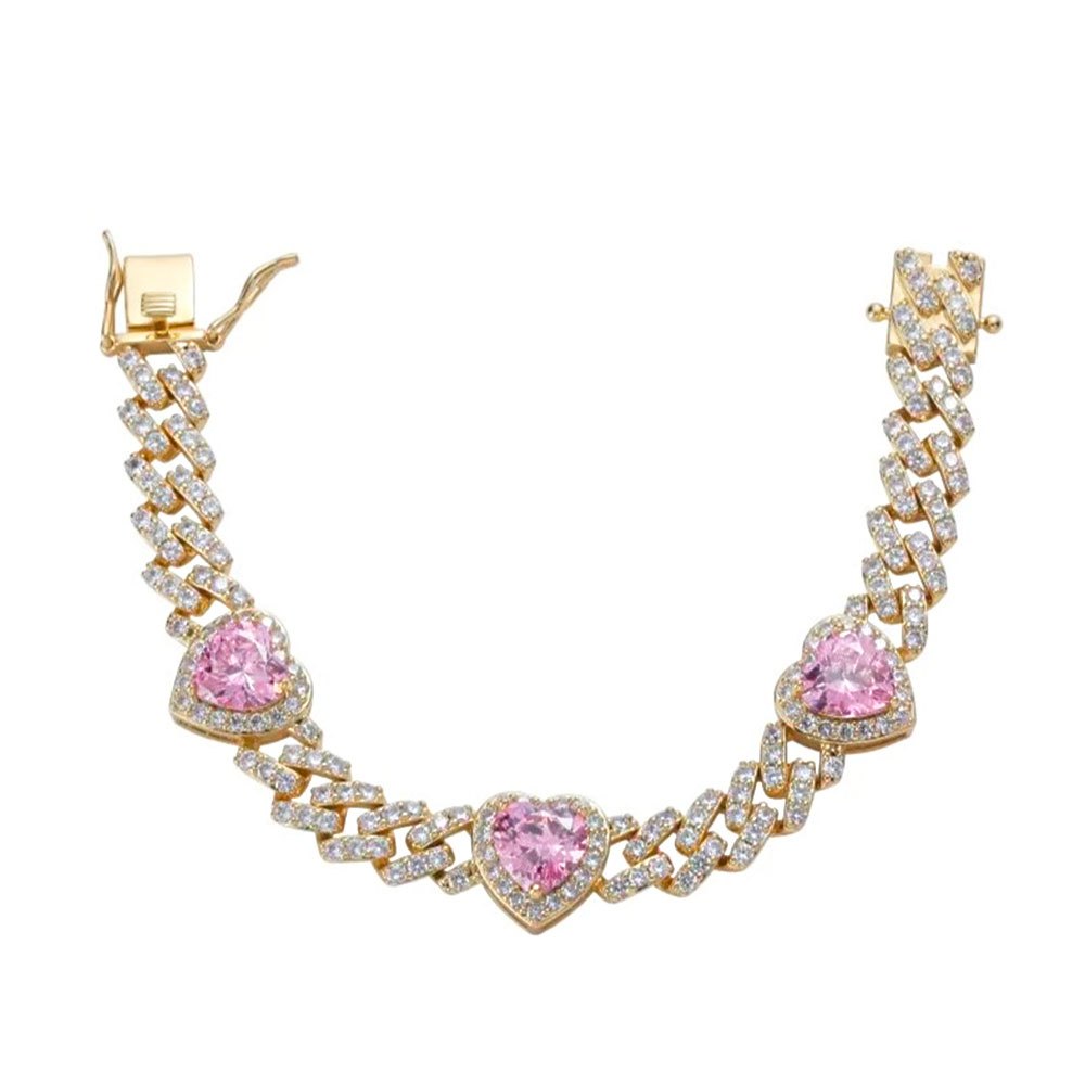 Collier Chaîne Cubaine Coeurs