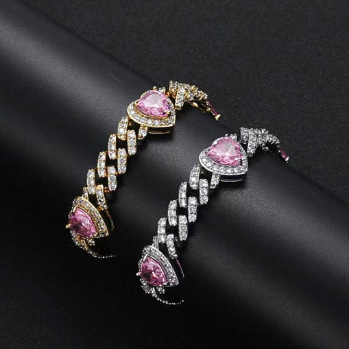 Collier Chaîne Cubaine Coeurs