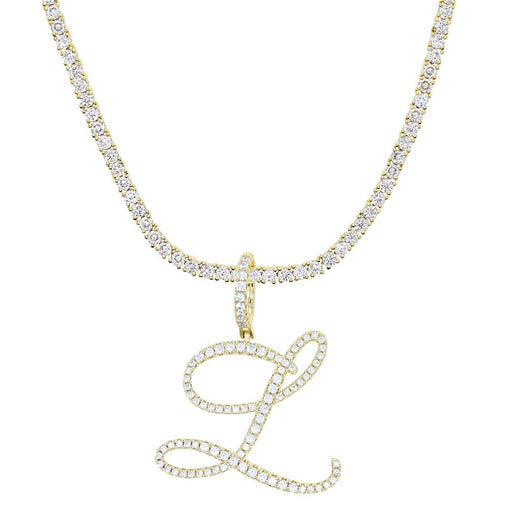 Collier Chaîne Tennis Initiale Cursive 18 pouces