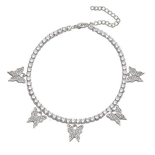 Papillon Chaîne Cubaine Zircon Bracelet Cheville