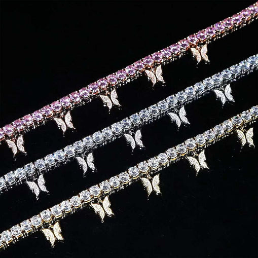 Papillon Chaîne Cubaine Zircon Bracelet Cheville