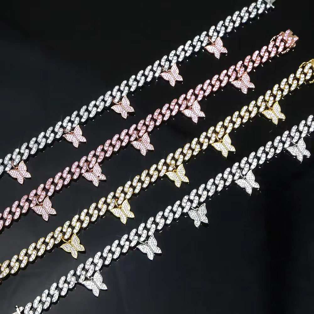 Papillon Chaîne Cubaine Zircon Bracelet Cheville