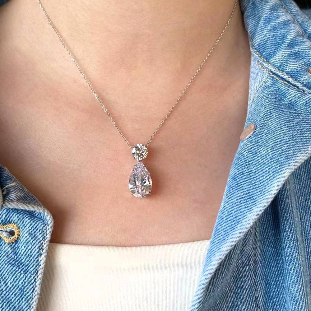 Collier en argent sterling Zircon goutte larme