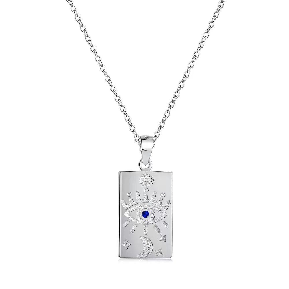 Collier en argent sterling à double chaîne Evil Eye Zircon