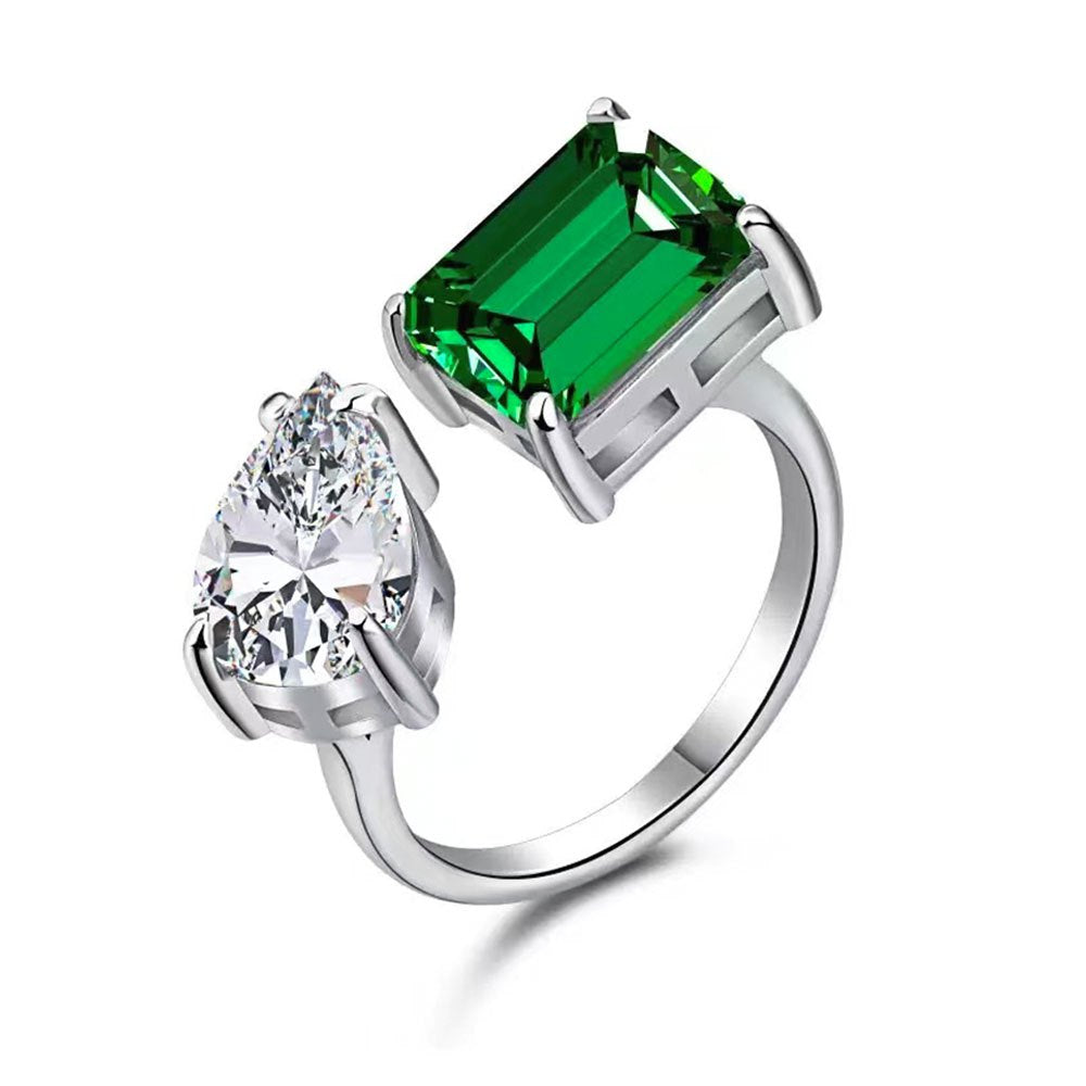 Emerald Pear Sterling Silver Ring