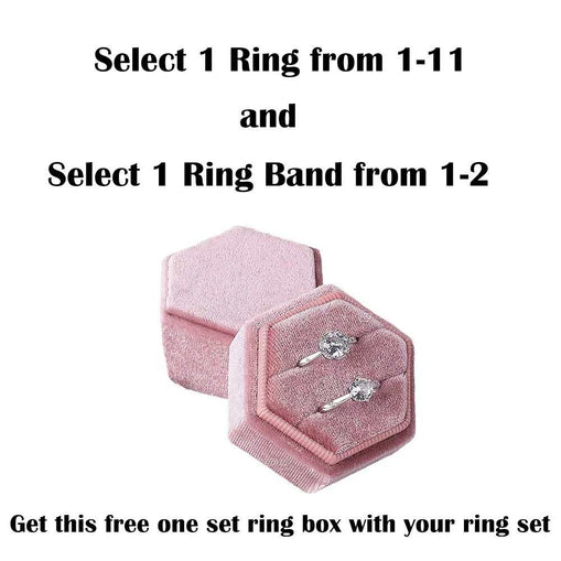 Set Sterling Silver Ring+Ring Band+Set Ring Box