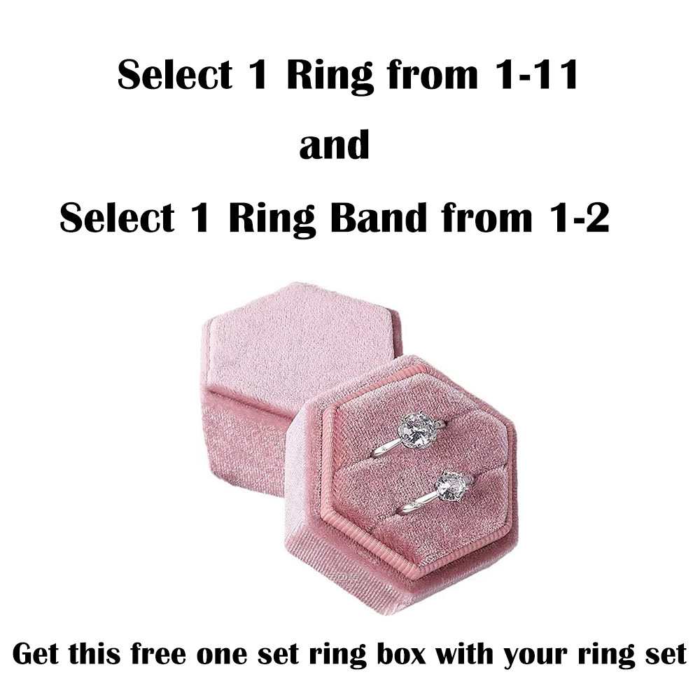 Set Sterling Silver Ring+Ring Band+Set Ring Box