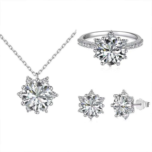 Bloom Flower Sterling Silver Jewelry Set+Gift Box