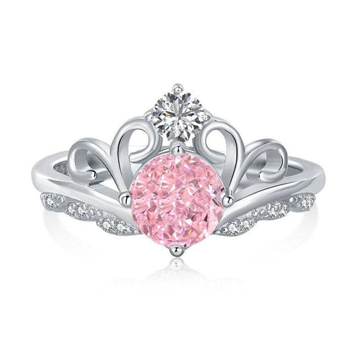 Anillo de plata de ley con corona brillante ajustable