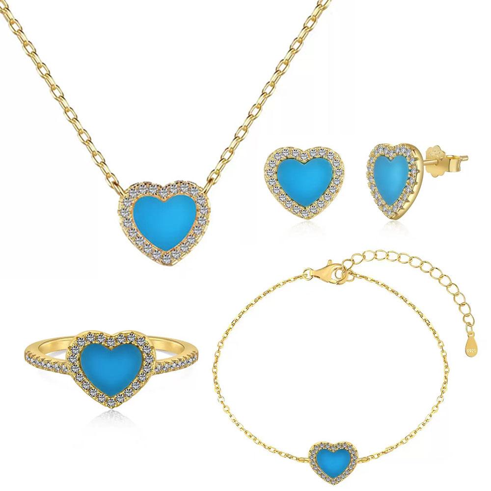 Sweet Heart Sterling Silver Jewelry Set+Gift Box